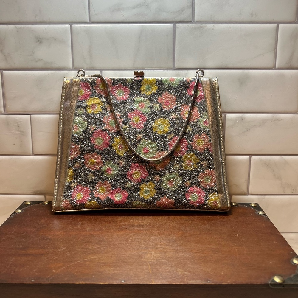 Floral sparkle pattern Handbag clutch purse